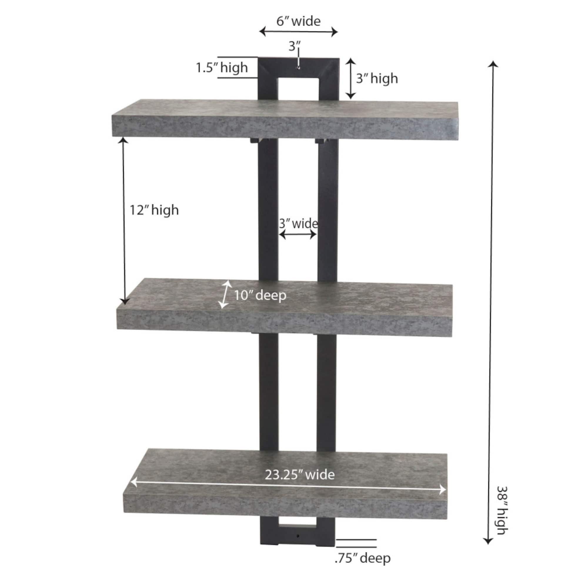 Household Essentials Jamestown 3-Tier Wall Shelf